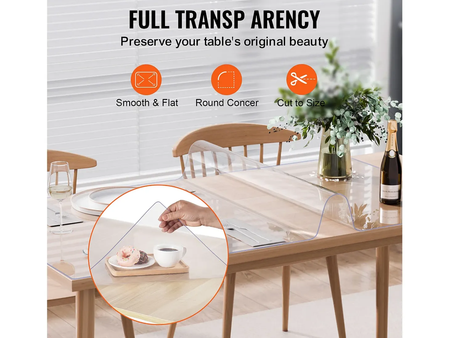 Mantel SucceBuy Protector de Mesa en PVC 107X183 CM, Protector de Escritorio en Plástico Transparente 0.2CM de Grosor