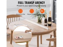 Mantel Transparente SucceBuy Protector de Mesa de PVC, Cubierta de Escritorio Redonda de Plástico Transparente de 121.92 cm, 2.0 mm de Grosor