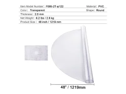 Mantel Transparente SucceBuy Protector de Mesa de PVC, Cubierta de Escritorio Redonda de Plástico Transparente de 121.92 cm, 2.0 mm de Grosor