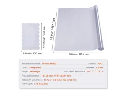 Mantel Transparente SucceBuy Protector de Mesa de PVC de 46 x 91 cm, Cubierta de Pl谩stico Transparente para Escritorio, 1,5 mm de Grosor