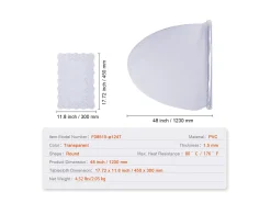 Mantel Transparente SucceBuy Protector de Mesa de PVC, Cubierta de Escritorio Redonda de Plástico Transparente de 123 cm, 1.5 mm de Grosor