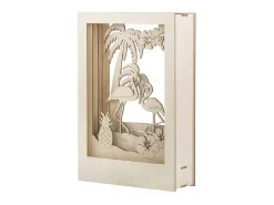 Marco de madera con escena 3D - 20 x 30 x 6,7 cm - Flamingo