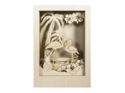 Marco de madera con escena 3D - 20 x 30 x 6,7 cm - Flamingo