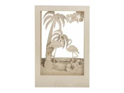 Marco de madera con escena 3D - 20 x 30 x 6,7 cm - Flamingo