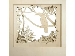 Marco de madera XL con escena 3D - 53 x 53 x 14,5 cm - Tucán
