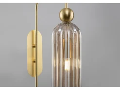 Maytoni Antic Lámpara de pared moderna dorada, pantalla de vidrio coñac