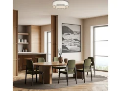 Maytoni Bergamo Lámpara de techo cilíndrica moderna de 3 luces blanca, pantalla blanca y negra, E27
