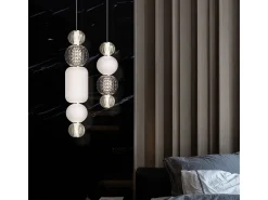 Maytoni Collar Lámpara de techo colgante de cromo LED integrada con collar moderno Pantalla de vidrio
