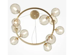 Maytoni Dallas Lámpara de Techo Colgante Moderna de 1 Globo Dorada, Pantalla Coñac, G9