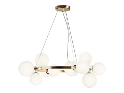Maytoni Dallas Moderna lámpara de techo colgante de 1 globo dorada, pantalla blanca mate, G9