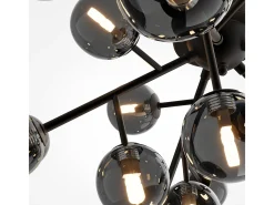 Maytoni Dallas Moderna lámpara de techo con forma de globo de 20 luces, negro mate, pantalla ahumada, G9