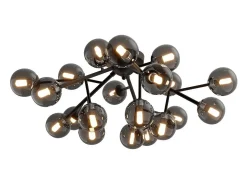 Maytoni Dallas Moderna lámpara de techo con forma de globo de 20 luces, negro mate, pantalla ahumada, G9