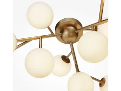 Maytoni Dallas Moderna lámpara de techo con forma de globo de 12 luces dorada, pantalla de coñac, G9