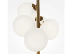 Maytoni Dallas Moderna lámpara de techo colgante de globo de 6 luces dorada, pantalla blanca mate, G9