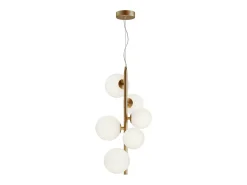 Maytoni Dallas Moderna lámpara de techo colgante de globo de 6 luces dorada, pantalla blanca mate, G9