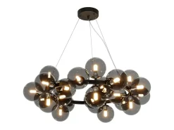 Maytoni Dallas Moderna lámpara de techo colgante de globo de 25 luces, color negro, pantalla ahumada, G9
