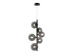 Maytoni Dallas Moderna lámpara de techo colgante de barra de 6 luces negra, pantalla ahumada, G9