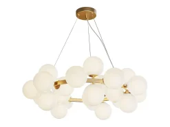 Maytoni Dallas Moderna lámpara de techo colgante de globo de 25 luces dorada, pantalla blanca mate, G9