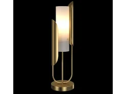 Maytoni Сipresso Lámpara de mesa y de pie dorado, pantalla de cristal blanco