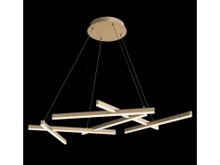 Maytoni Line Lámpara de techo colgante integrada moderna, oro mate, 3000K