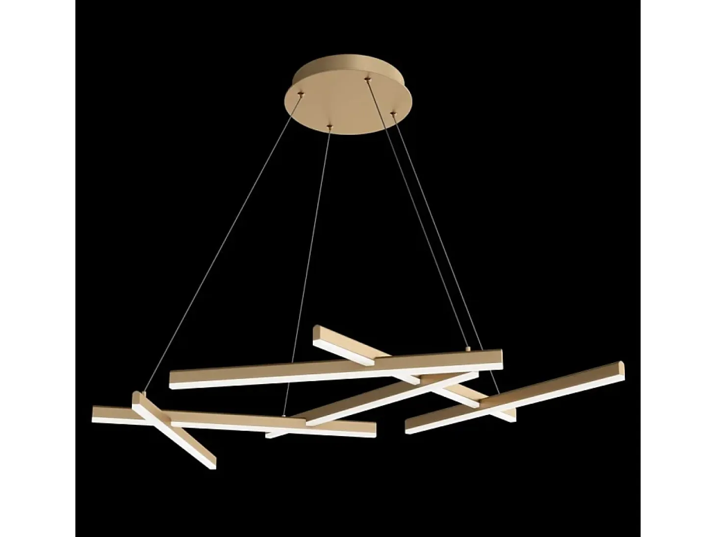 Maytoni Line Lámpara de techo colgante integrada moderna, oro mate, 3000K