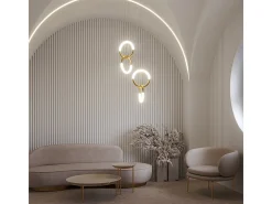 Maytoni Node Moderna lámpara de techo colgante LED integrada de 2 luces dorada 3000K
