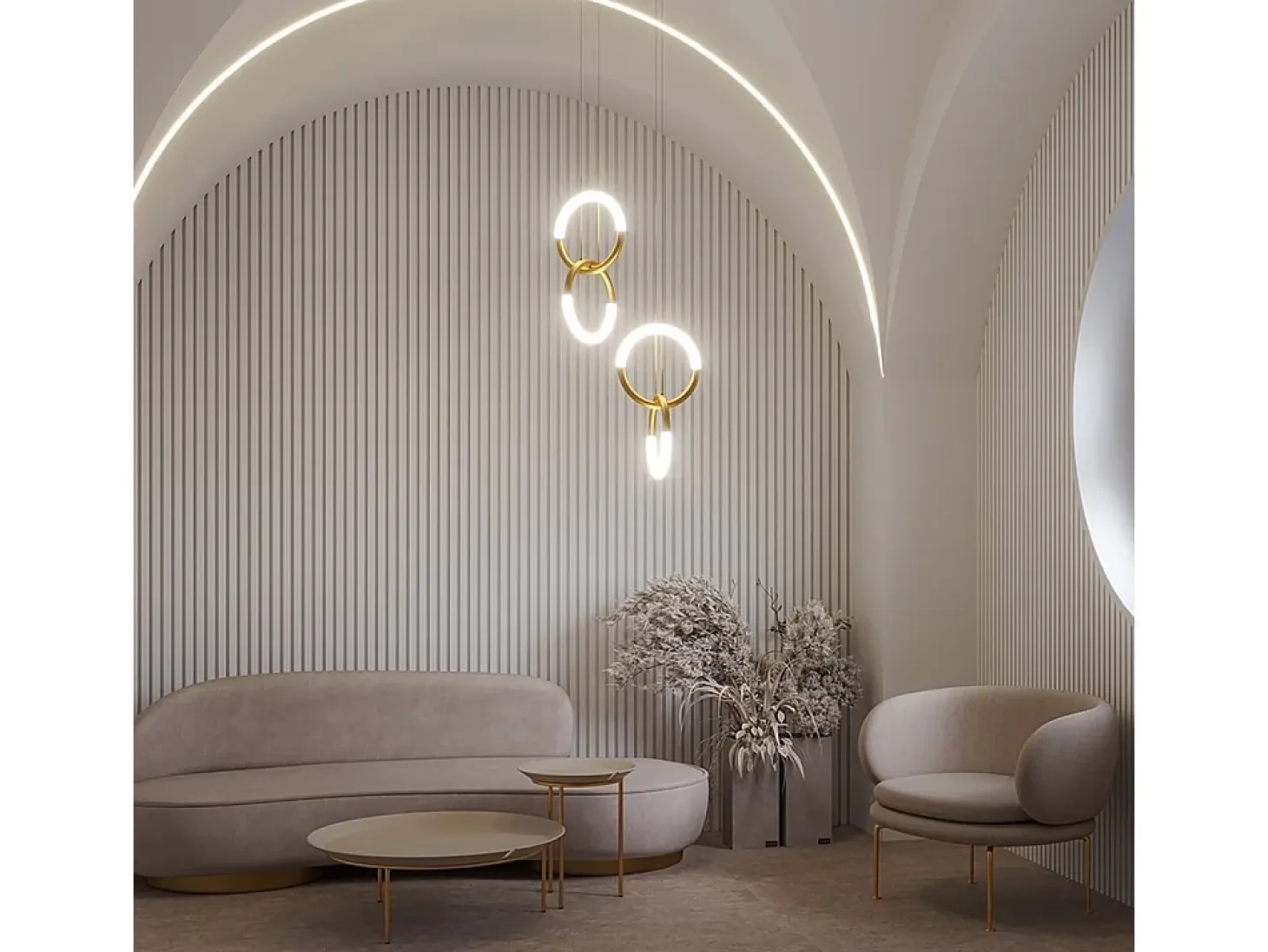 Maytoni Node Moderna lámpara de techo colgante LED integrada de 2 luces dorada 3000K