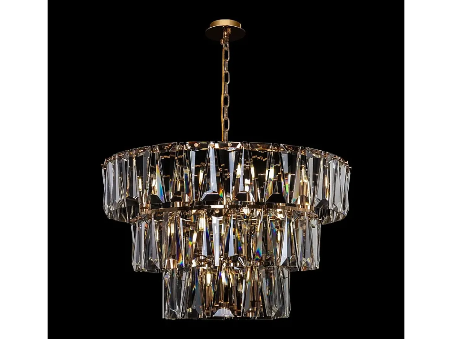Maytoni Puntes Moderna lámpara de techo colgante dorada Puntes de 3 niveles y 18 luces