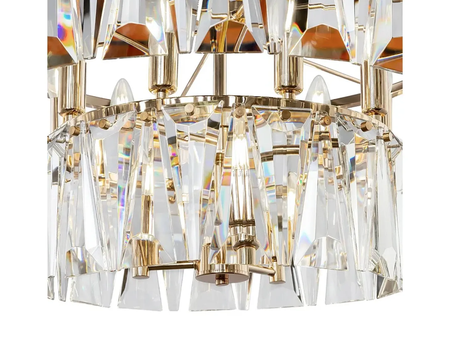 Maytoni Puntes Moderna lámpara de techo colgante dorada Puntes de 2 niveles y 12 luces