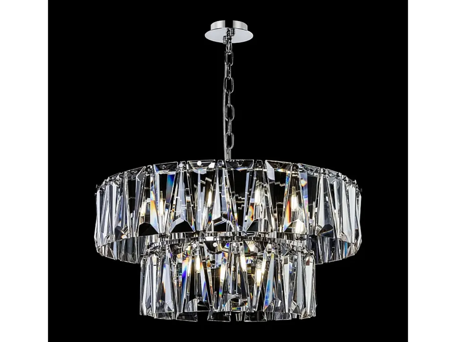 Maytoni Puntes Moderna lámpara de techo colgante cromada Puntes de 2 niveles y 12 luces