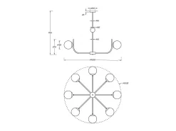 Maytoni Rendez-Vous Maytoni Modern - Rendez-vous Modern Rendez-vous Lámpara de techo colgante de 8 luces de latón Pantalla de vidrio