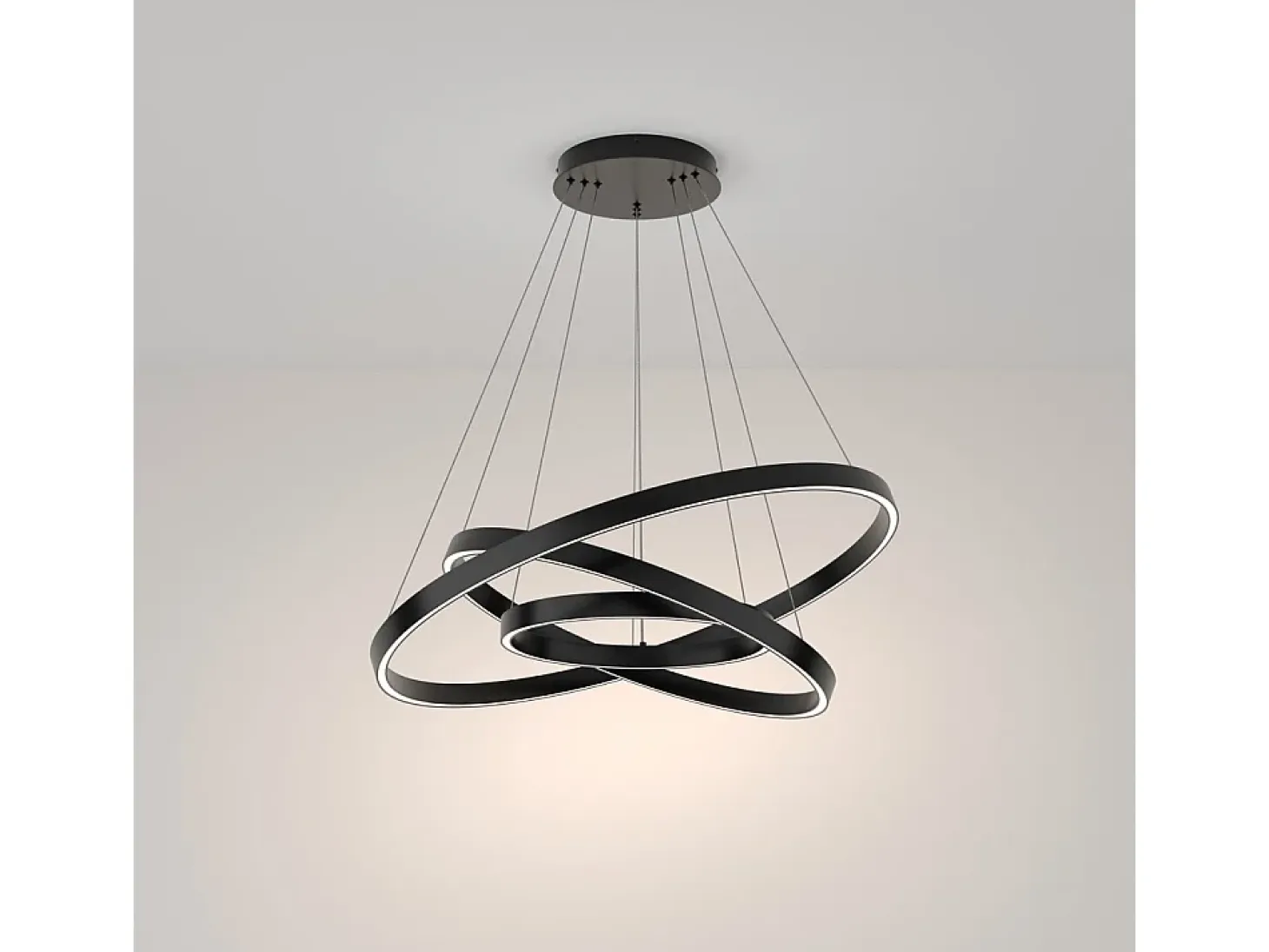 Maytoni Rim Lámpara de techo colgante circular de 3 niveles LED negra integrada con borde moderno