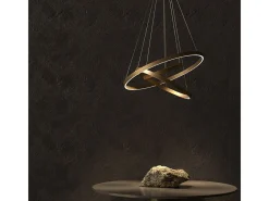 Maytoni Rim Lámpara de techo colgante circular de 3 niveles LED negra integrada con borde moderno