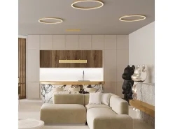 Maytoni Rim Lámpara de techo colgante circular de 3 niveles de latón LED integrado con borde moderno