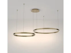 Maytoni Rim Lámpara de techo colgante circular de 2 niveles de latón LED integrado con borde moderno