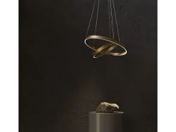 Maytoni Rim Lámpara de techo colgante circular de 2 niveles de latón LED integrado con borde moderno