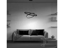 Maytoni Rim Modern Rim Integrated LED Black Lámpara de techo colgante circular de 2 niveles