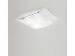 Michela Plafón grande 45x30cm blanco brillo 2XE27, cristal curvado con base cromada, IP20, máx 2x52W, elegante lámpara de techo