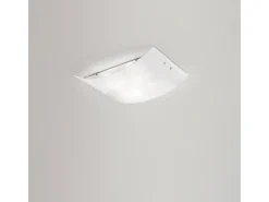 Michela Plafón pequeño 32x21cm blanco brillo 2XE27, cristal curvado con base cromada, IP20, máx 2x42W, elegante plafón