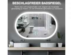 Mirror de baño LED Light 50x70cm, 3 temperaturas de color Montaje de pared, espejo multifunción inteligente