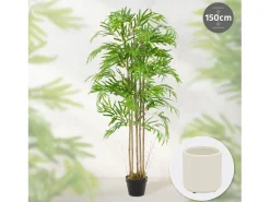 ML-Design Bambú artificial 150 cm, Planta artificial grande, Planta artificial con tallo de madera auténtica