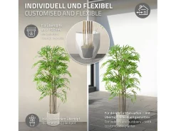 ML-Design Bambú artificial 150 cm, Planta artificial grande, Planta artificial con tallo de madera auténtica