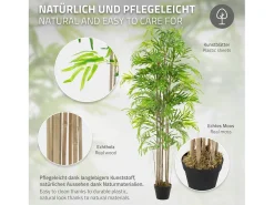 ML-Design Bambú artificial 180 cm, Planta artificial grande, Planta artificial con tallo de madera auténtica