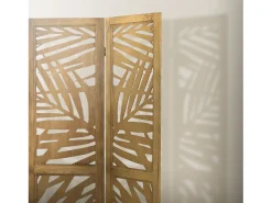 ML-Design Biombo divisorio de 3 paneles modelo Kyoto de madera natural 170 x 121 cm, separador de ambientes plegable japonés, pantalla de privacidad