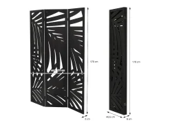 ML-Design Biombo divisorio de 3 paneles modelo Sapporo de madera negra 170 x 121 cm, separador de ambientes plegable japonés, pantalla de privacidad