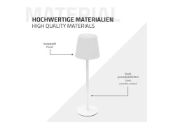 ML-Design Lámpara de mesa LED blanca táctil inalámbrica ø10x36cm luz blanca cálida regulable, recargable USB-C, para mesita, escritorio o estudio