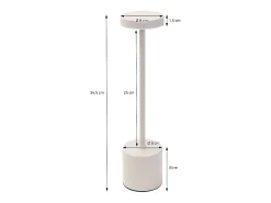 ML-Design Lámpara de mesa LED crema táctil inalámbrica Ø8x34,5cm foco de luz blanca regulable, recargable con USB-C para mesita, escritorio o estudio