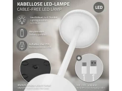 ML-Design Lámpara de mesa LED blanca táctil inalámbrica Ø8x34,5cm foco de luz blanca regulable, recargable con USB-C para mesita, escritorio o estudio