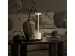 ML-Design Lámpara de mesa LED blanca táctil inalámbrica Ø8x34,5cm foco de luz blanca regulable, recargable con USB-C para mesita, escritorio o estudio