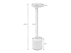 ML-Design Lámpara de mesa LED blanca táctil inalámbrica Ø8x34,5cm foco de luz blanca regulable, recargable con USB-C para mesita, escritorio o estudio